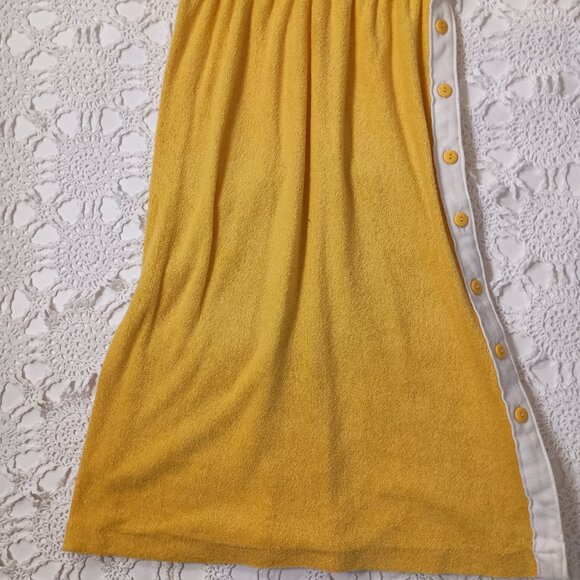 Vtg 70s Doll Rags Sleeveless Dress Yellow Terry Cloth Knee Length Medium Women - Picture 2 of 9